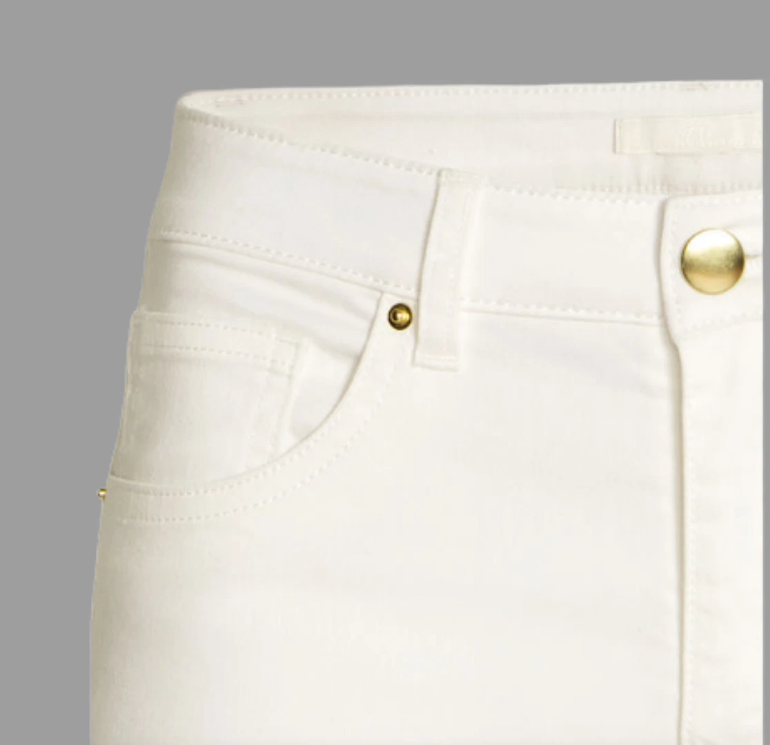 H M Superstretch trousers White Petite Fit Size UK 10 EU 36P rrp