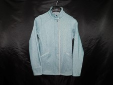 Exofficio S 4 6 Light Blue Knit Sweater Fleece Jacket Zip Snap Front Mock Neck S