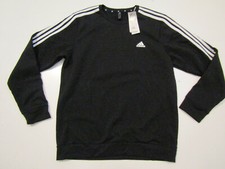 Adidas 3 Stripe Black Mens Crewneck Sweatshirt Pullover Sz Medium M NWT