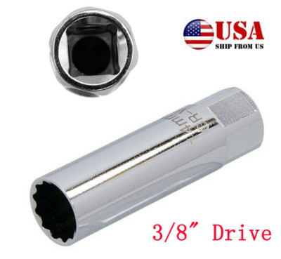 Ignition Spark Plug Socket Removal Tool Sleeve Thin Wall 3/8'' Drive 12Point 14mm