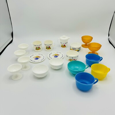 Vintage Play Dishes Lot Chilton Flower Unbranded Redbox Mixed