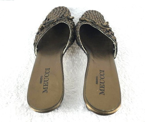 Sesto Meucci Women's Size 9 N Slip On Woven Bronze Leather Mule Sandals Vintage - Picture 5 of 10