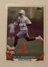 1993 Topps Draft Pick O.J. McDuffie Rookie Card #326 Dolphins Football NM. rookie card picture