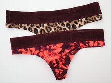 2 NEW Victoria's Secret VTG 2015 PINK Logo Cotton Thong Panties Lot XS X-SMALL