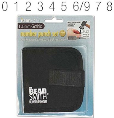 BeadSmith 9 Piece Gothic Numbers 0-9 Metal Punch Set with Case 1.5mm Characters