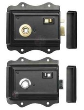 Old English Victorian Style Rim Bathroom Bedroom Lock Latch Black Chrome Brass