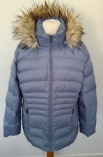 Andrew Marc - Down & Feather Coat Jacket Fur Trim Hood Ice Blue Size Xl 16