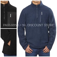 HI-TEC Men’s Thermo Fleece ¼ Zip Pullover Sweater ~ Black/Navy ~ M L XL XXL