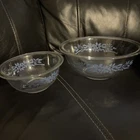 Vintage Pyrex RARE Clear Blue Flowers 2Pc Nesting Bowl Set 322 & 325