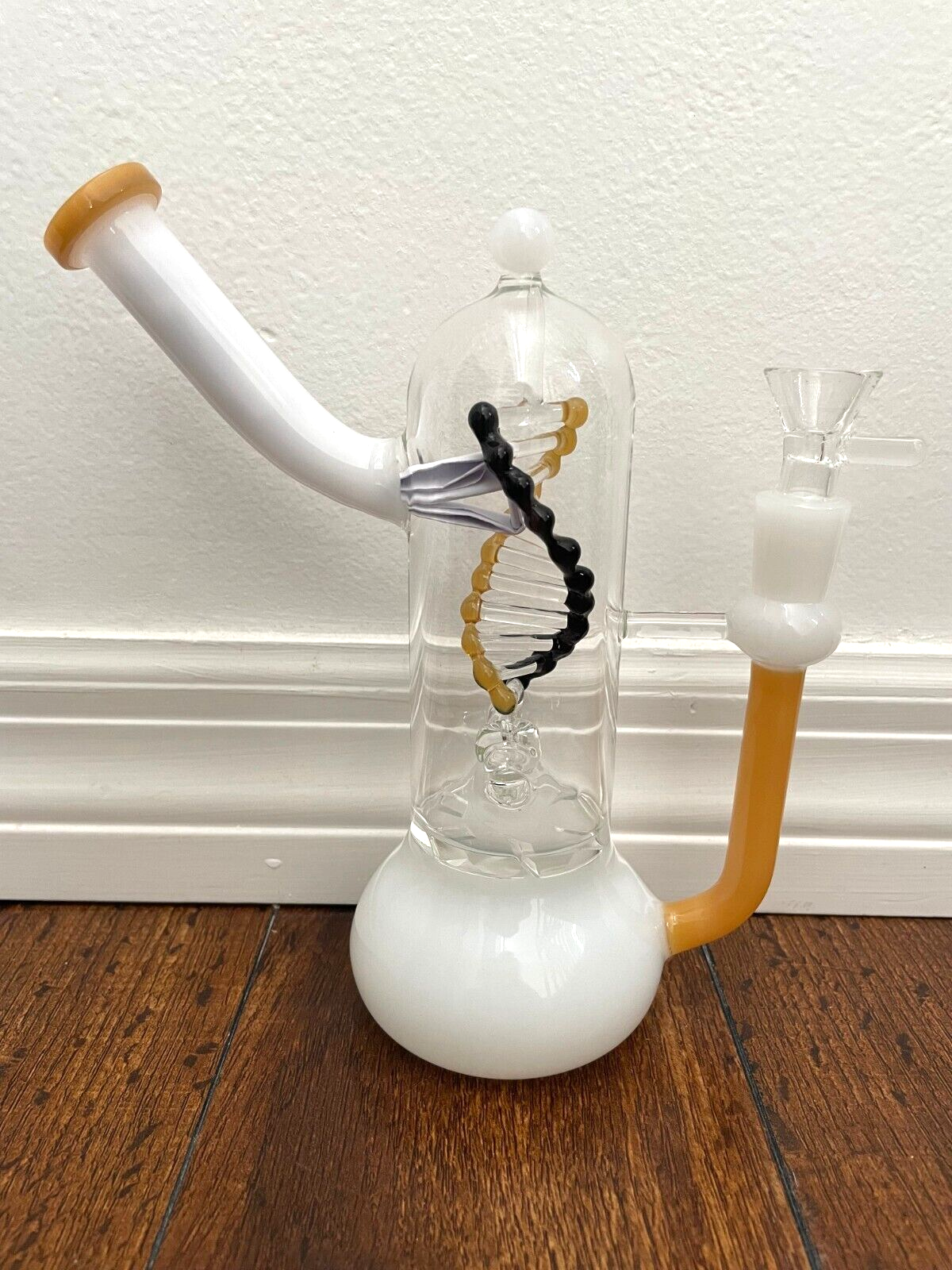8.5” Premium Glass Water Pipe Turbine DNA Perc White 14mm