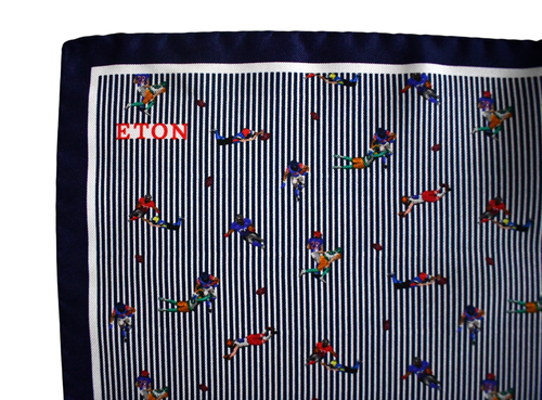 🆕️NEW ETON AMERICAN FOOTBALL Print 100% SILK Pocket Square Handkerchief ITALY - Picture 5 of 6