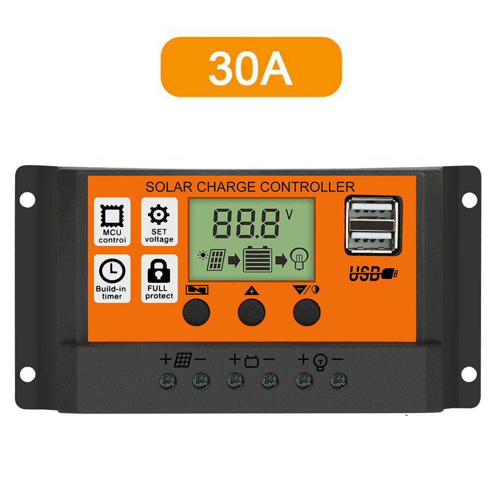 Solar Charge Controller PWM DC 12V 24V Lithium Battery Charger Panel Regulator