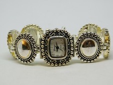 Geneva Platinum D160 Silver Tone Quartz Women's Watch Sz. 6 1/2" New Battery