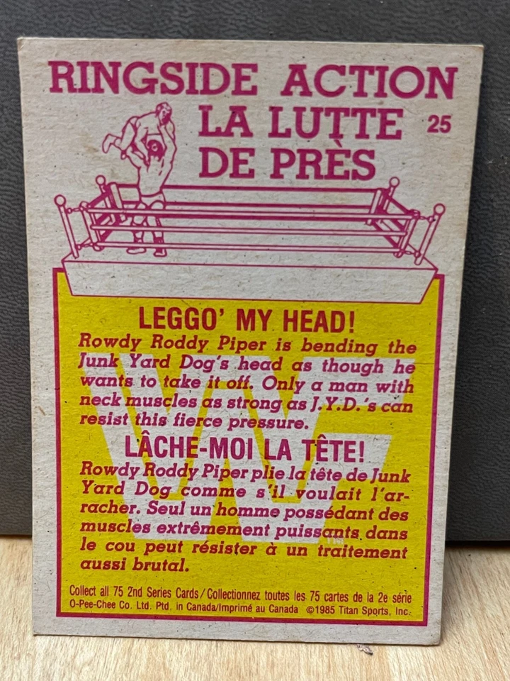 1985-86 O-Pee-Chee WWF Series 2 #25 Leggo' My Head! Roddy Piper   JYD - Image 2 of 2