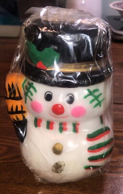 Vintage Robert Alan Candle Company Hand painted Snowman 5 1/2  Candle New