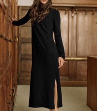 Sezane Belinda Maxi Dress Black Size XS Merino Wool Italy Luxury Work Travel