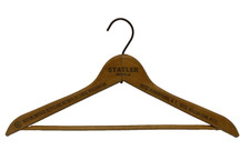 Antique Statler Hotels DOUBLE SIDED Print Wood Shirt Pant Suit Hanger AHA Stamp