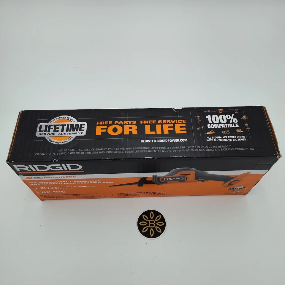 RIDGID Reciprocating Saw BRUSHLESS Compact Cordless One-Handed Orange  Tool Only - Image 2 of 4