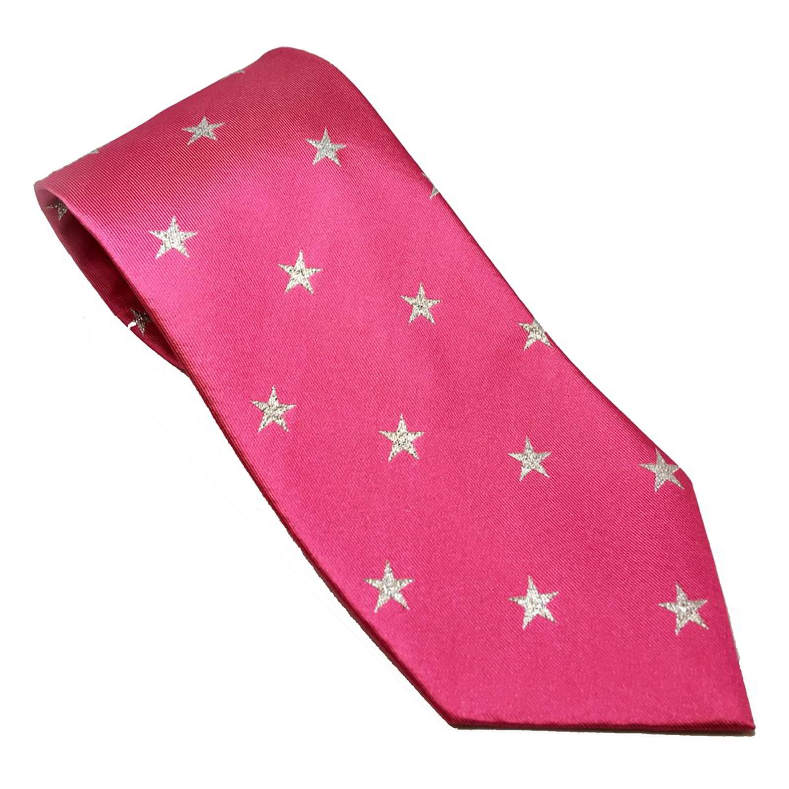 Equetech Stars Junior Equestrian Horse Show Tie - Fuchsia Pink/Silver