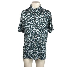 BAD BIRDIE -MEN'S LARGE - GREEN FLORAL SHORT SLEEVE COLLARED GOLF POLO SHIRT