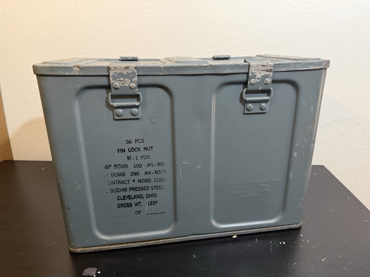 Rare! 1942 WW2 US Navy 20mm Ammunition Box MK.1 Marked For GP Bomb