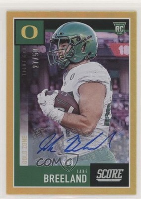 2020 Score Rookies Gold Zone Signatures 27/50 Jake Breeland Rookie Auto RC m5e