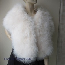 Real Ostrich Feather Fur Cape Shrug Shawl Wraps Bride Wedding Party Pashmina