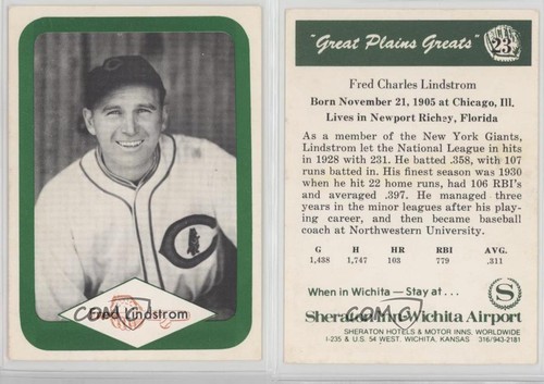 1975 Sheraton Great Plains Greats Freddie Lindstrom #23 HOF 0b2 - Afbeelding 3 van 3