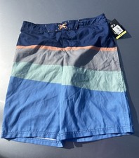 Art Class Blue Striped Boys Size 18 Swim Surf Trunks Netted Inner Lining