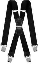 Decalen Mens Suspenders X Style Very Strong Clips Adjustable One Size Fits Al...