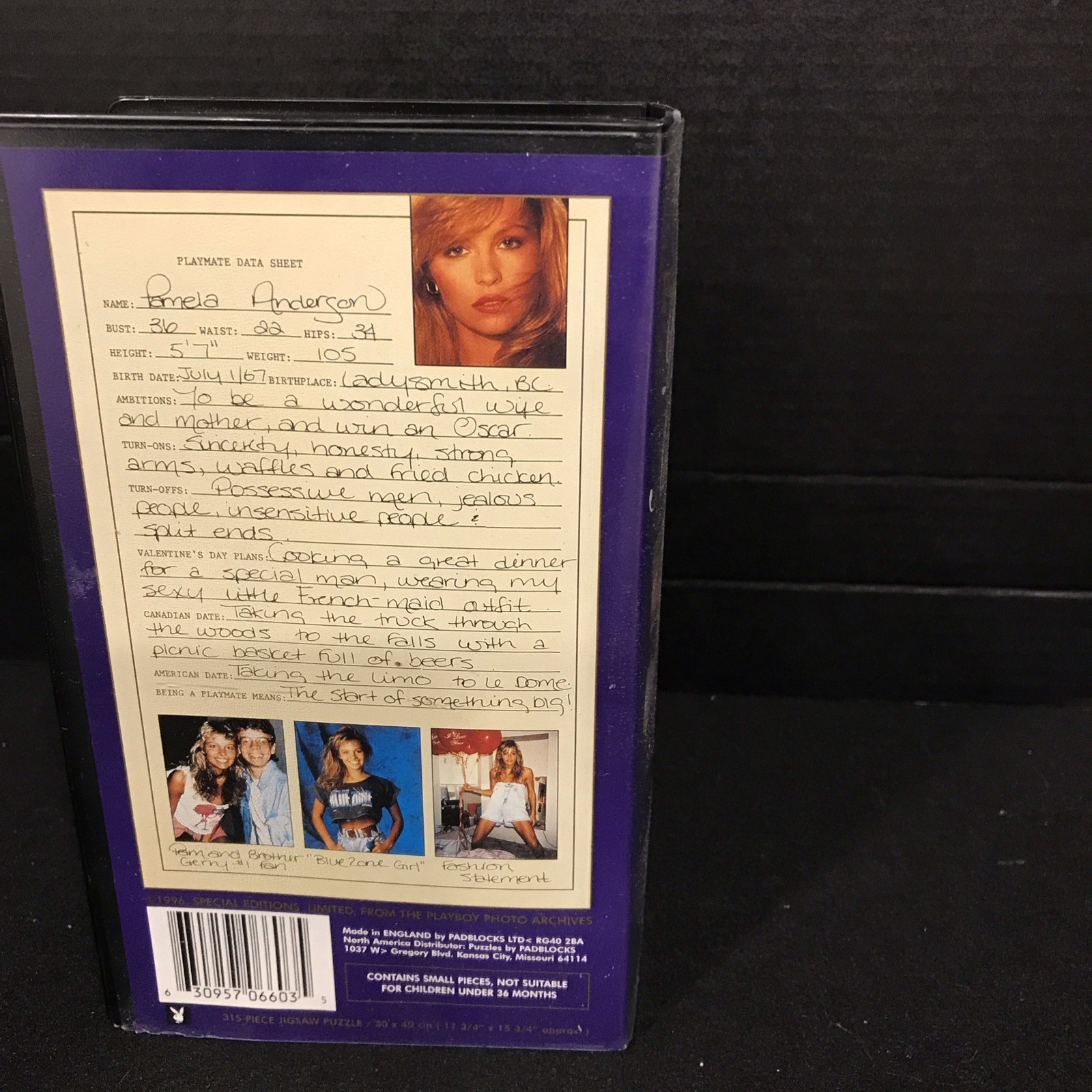 Pamela Anderson Playboy Jigsaw Puzzle Sealed, Hefner, Club 1996 Photo Archives