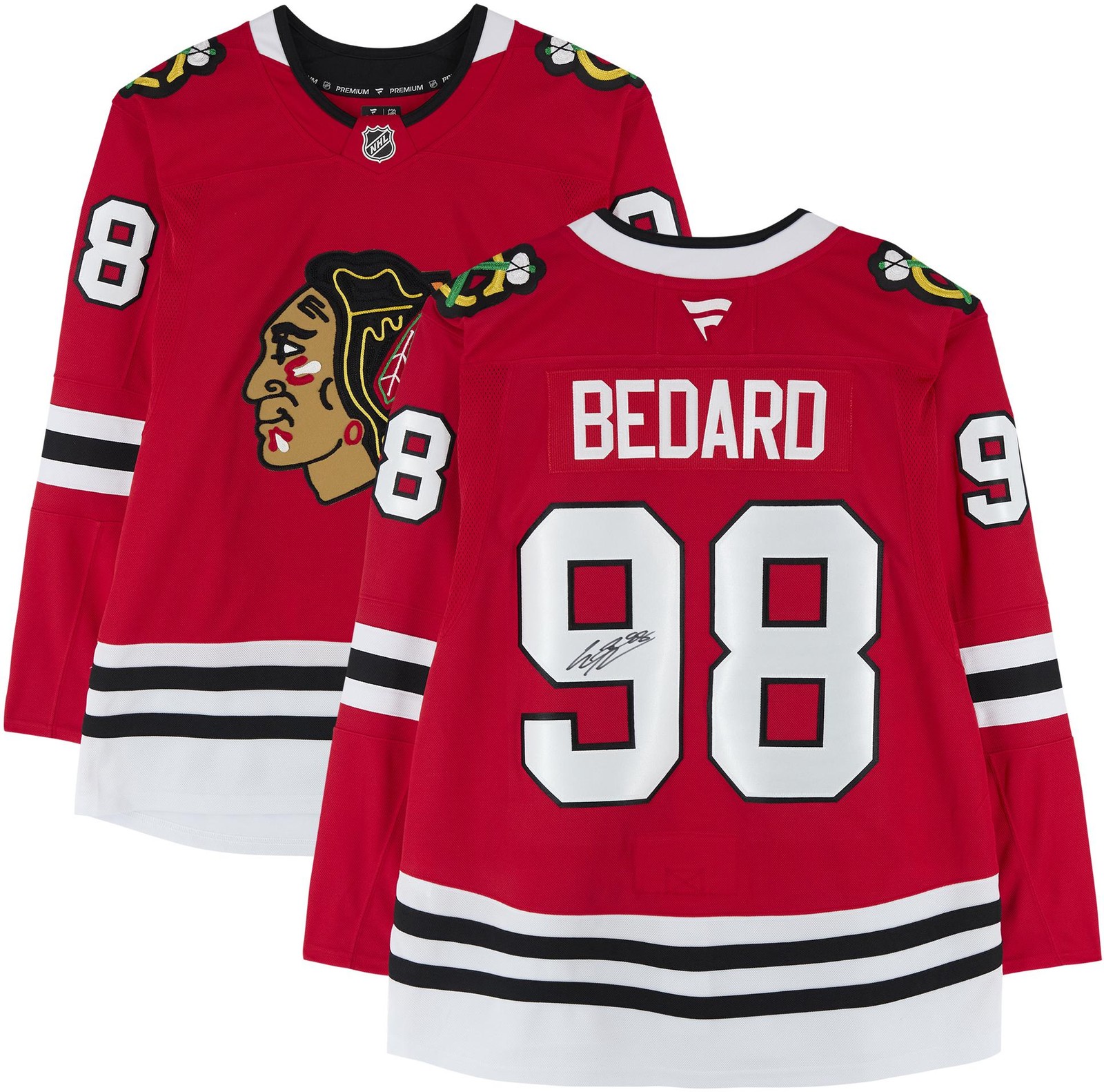 Connor Bedard Autographed Signed Chicago Blackhawks Red Fanatics Premium Jersey 