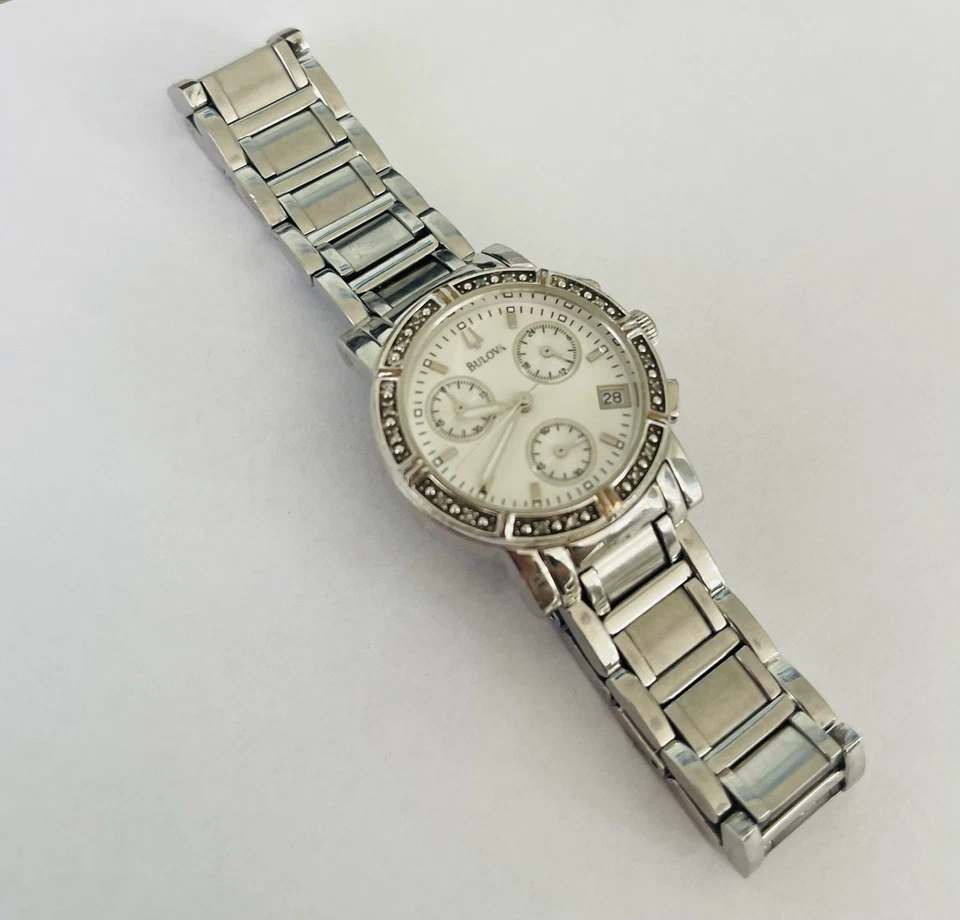 Bulova Women's 96R19 Diamond Chronograph Watch 30mm - Image 2 of 4