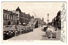 MACON, GEORGIA - COTTON SCENE ON SECOND STREET - 1906 UNDIVIDED BACK POSTCARD