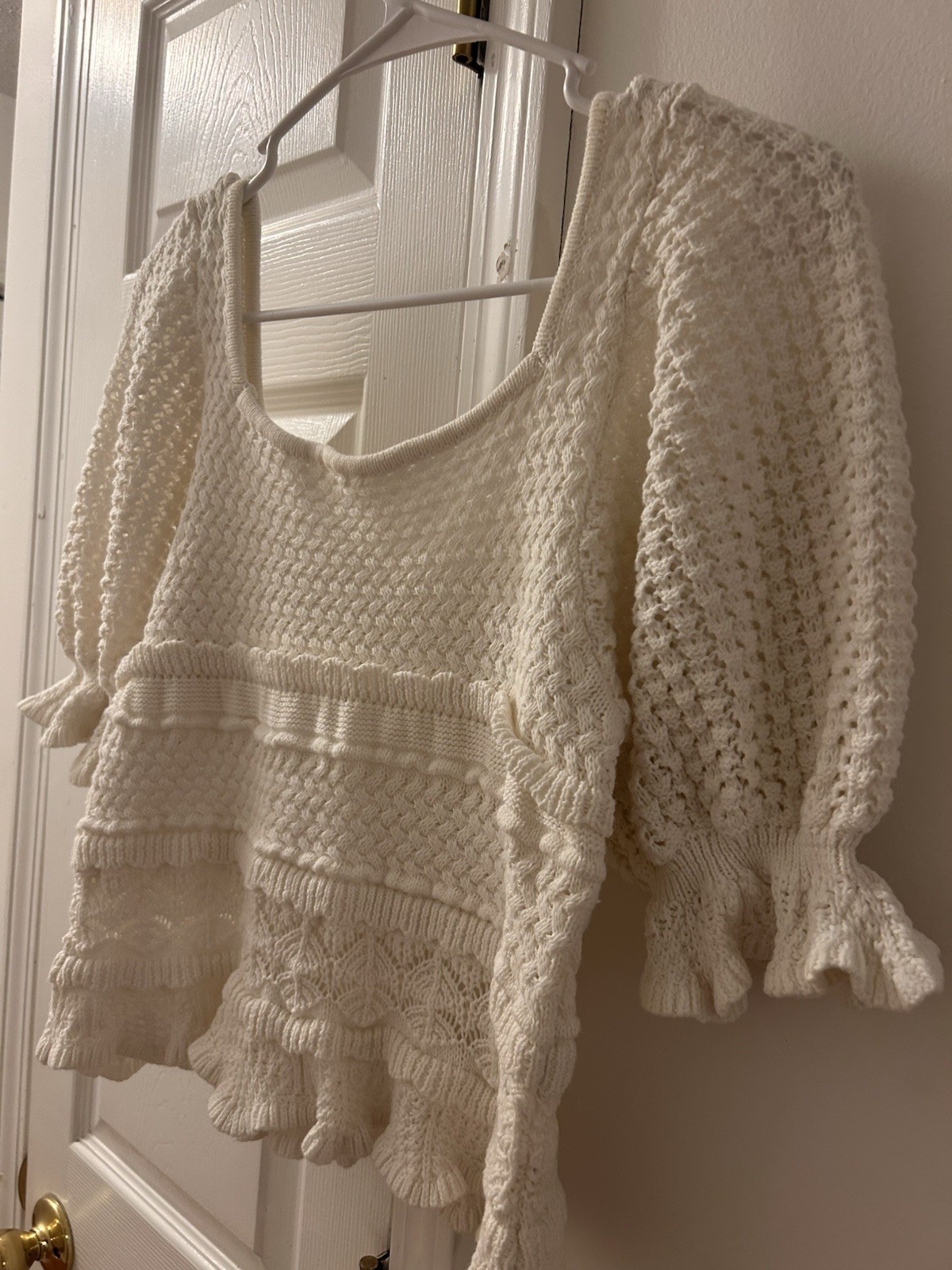 Multi Pattern Knit Top With Flared Sleeves - image 1