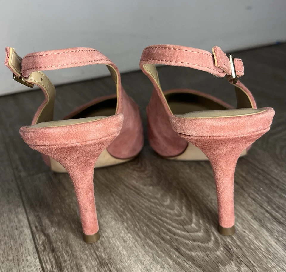 Tacones Ann Taylor Rosa Gamuza Punta Cuadrada Talla 5.5M Foto 3 de 4