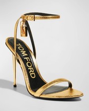 TOM FORD Gold Lock Metallic Stiletto Sandals ...