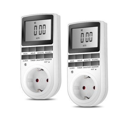2x Digitale Zeitschaltuhr Steckdose Wochenzeitschaltuhr 24Std Timer 3680W Innen