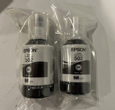 2 Pk - EPSON 502 Black Ink Bottle Ecotank ET-2700 ET-2750 ET-3700 ET-3750 - New
