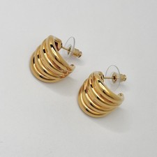 MILOR Italy 14K Yellow Gold Chunky Puffy Huggie Hoop Earrings