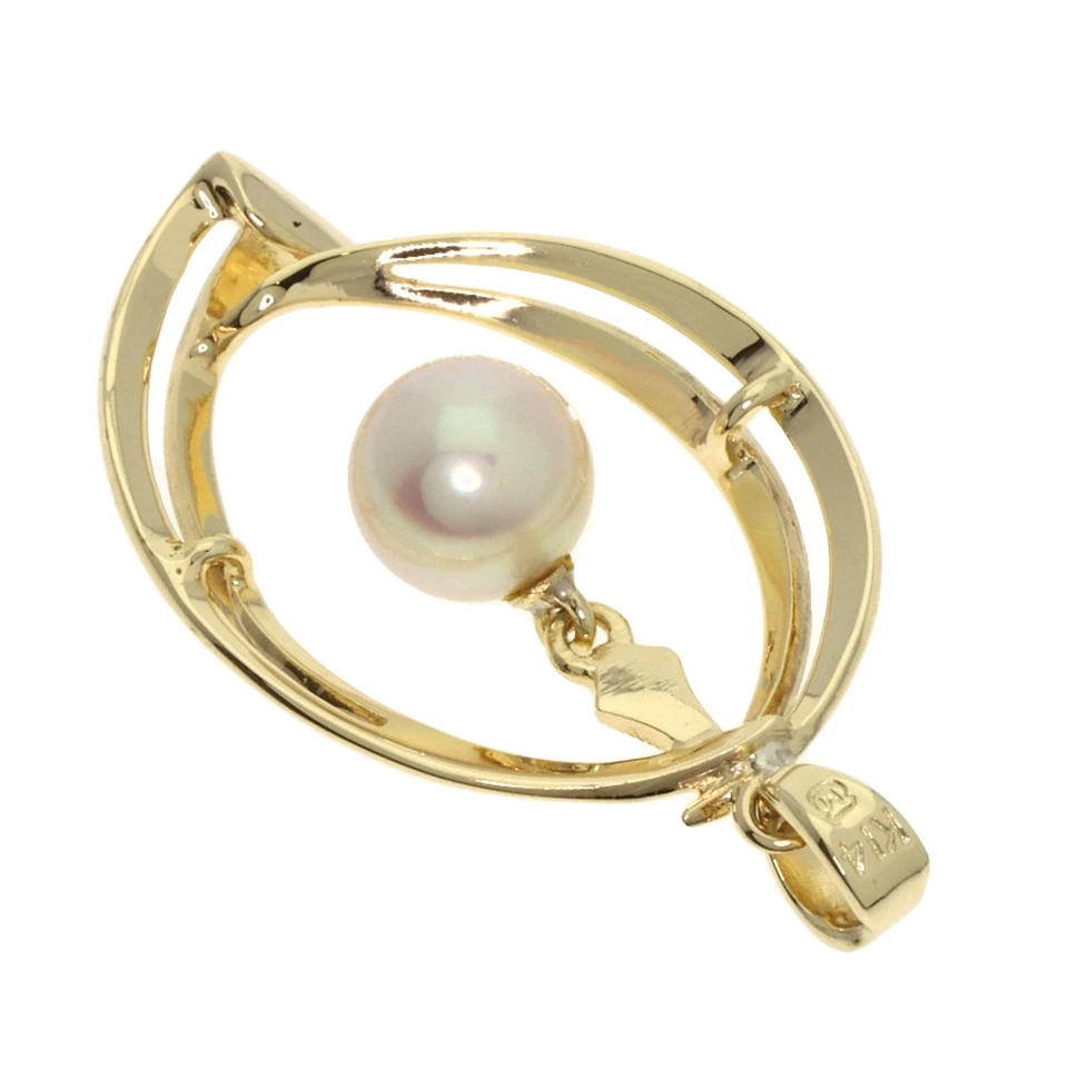 MIKIMOTO Perla Perla Colgante Top K14 Oro Amarillo Damas [Usado] Foto 2 de 4