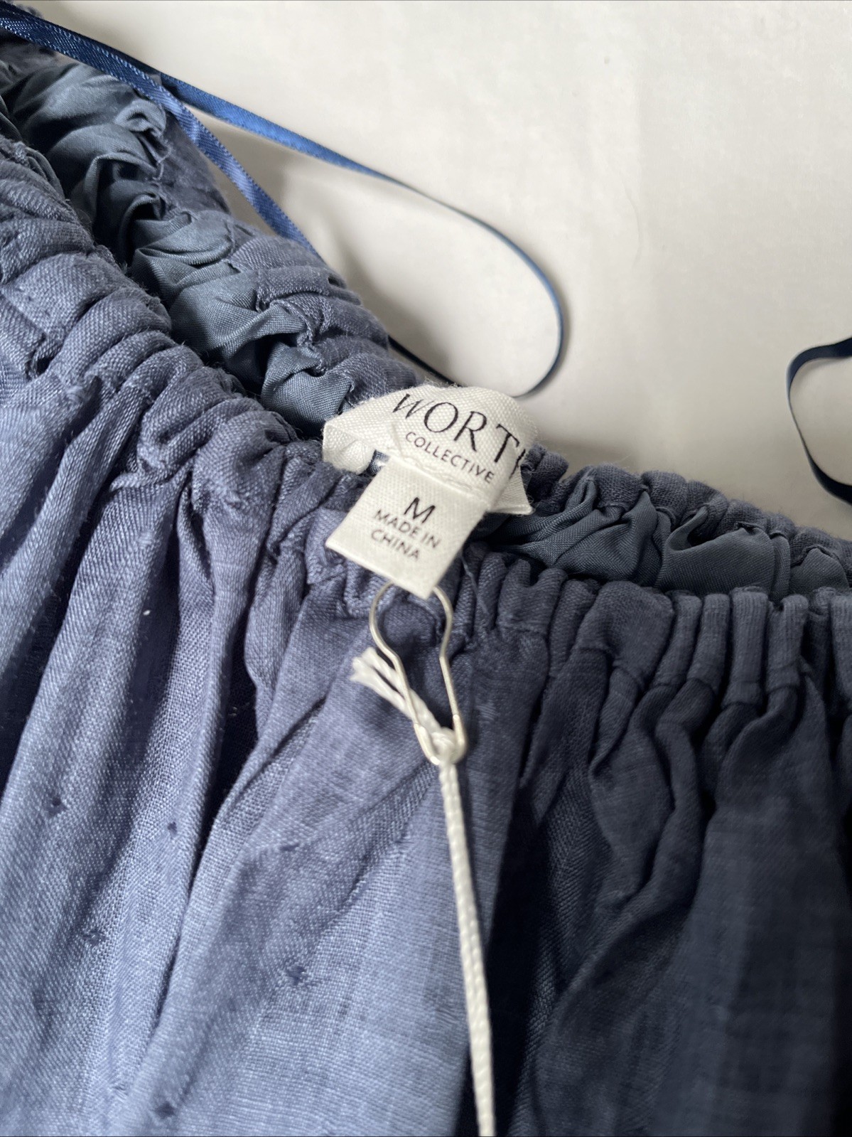 NWT Worth Collective Cassidy Linen Dress Off Shoulder Mini Dress In Denim M