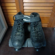 VGT Riedell Carrera Roller Skates Black Leather Sure Grip 96A Tired US Women's 7