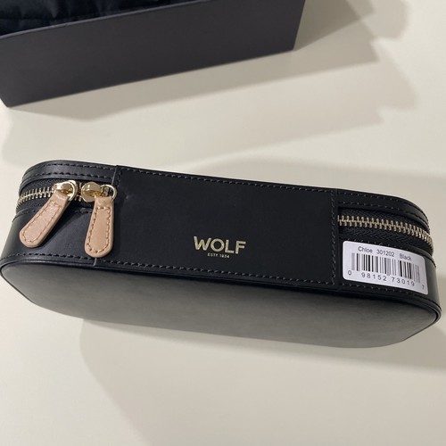 Coffret à bijoux Wolf Chloé zippé 1834 luxe cuir noir et marron sac de voyage - Photo 5/16