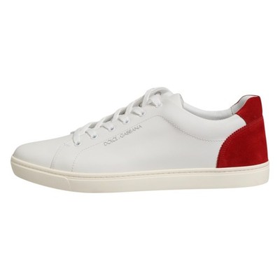 DOLCE GABBANA Shoes White Red Leather Low Top Men