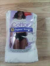 10 Hanes Womans Cotton Tagless Briefs White Size 9 XXLarge New