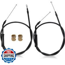 MoKitDora 43.32" Black Vinyl Steel Braided Throttle Idle Cable for Harley