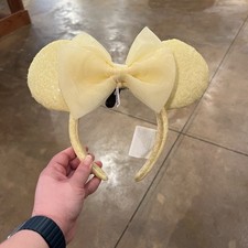 NEW  2026 Disney Parks Yellow Sequin Bow Minnie Mickey Mouse Ears Headband