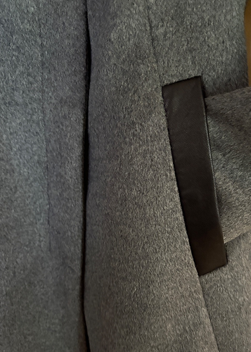 Soia&Kyo grau Jenna Wollmischung versteckter Knopfverschluss Taschen Lederbesatz Mantel L - Bild 14 von 18