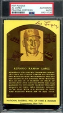 Al Lopez PSA DNA Signed Gold Hall of Fame Plaque Postcard Autograph